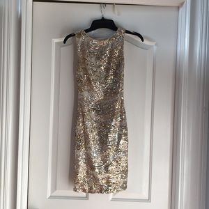 Gold and silver sequined dress